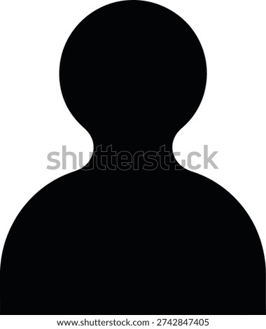 Generic black vector graphic illustration depicting a simple human silhouette, perfect as an anonymous user profile icon, a placeholder for identity, or a default avatar design for various digital applications and websites.