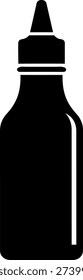 Generic Black and White Squeeze Bottle Icon with Dispenser Nozzle for Liquid Products and Condiments