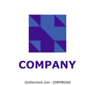 generic blue square box from triangle element logo design idea illustration flat lowpoly