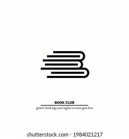 Generic Book Club Logo For Book Shop Or Book Community.