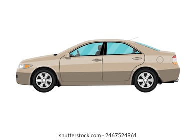 Generic brown sedan car isolated on white. Vector illustration in flat style