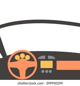 Generic car cockipt, flat style illustration