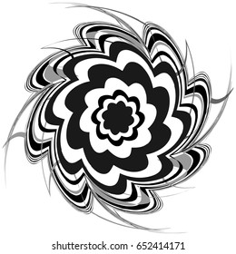 Generic circular motiff, mandala. Abstract grayscale geometric element