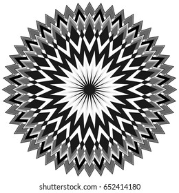 Generic circular motiff, mandala. Abstract grayscale geometric element