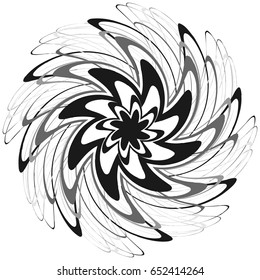Generic circular motiff, mandala. Abstract grayscale geometric element