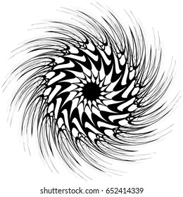 Generic circular motiff, mandala. Abstract grayscale geometric element