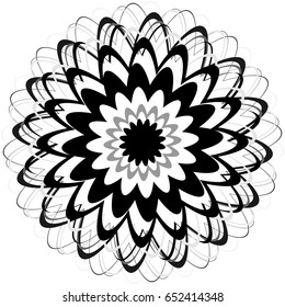 Generic circular motiff, mandala. Abstract grayscale geometric element