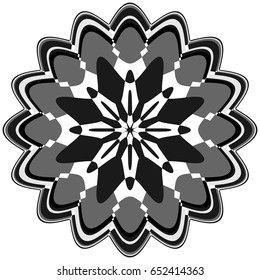 Generic circular motiff, mandala. Abstract grayscale geometric element