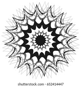 Generic circular motiff, mandala. Abstract grayscale geometric element