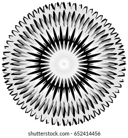 Generic circular motiff, mandala. Abstract grayscale geometric element