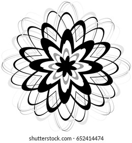 Generic circular motiff, mandala. Abstract grayscale geometric element