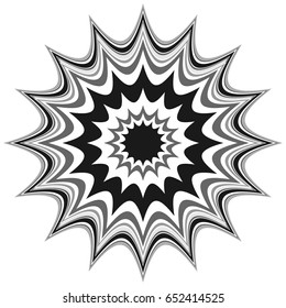 Generic circular motiff, mandala. Abstract grayscale geometric element