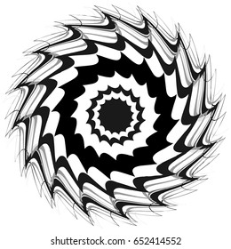 Generic circular motiff, mandala. Abstract grayscale geometric element