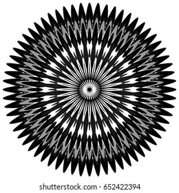 Generic circular motiff, mandala. Abstract grayscale geometric element
