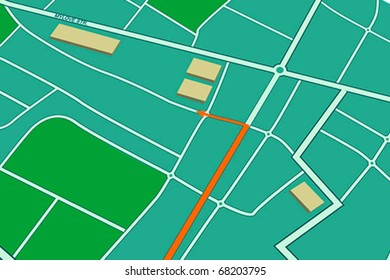 Generic City Map With Perspective And Destination Arrow