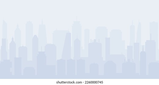 Generic city skyline. Subtle background urban landscape. Vector hazy city background.