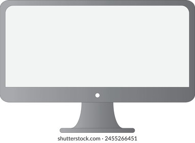 a generic computer monitor with a wide, blank screen, surrounded by a grey bezel. It stands on a simple stand attached to the back center of the screen