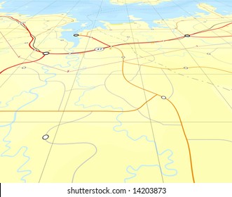 Generic editable vector map of a coastline with no names