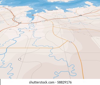 Generic editable vector map of a coastline with no names