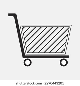 Generic empty metal shopping cart logo template. Shopping icon for supermarket in modern style. Universal template for business, shopping, market. Element for ordering fast delivery through mobile app