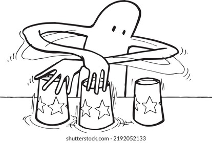 A Generic Figure Switching Cups Around in a Shell Game
