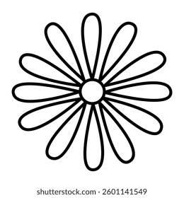 A generic flower with a simple hand-drawn outline. A minimalist and versatile spring-themed design.