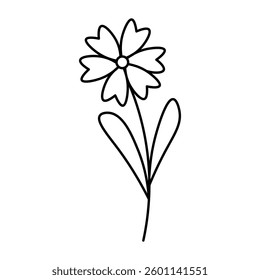A generic flower with a simple hand-drawn outline. A minimalist and versatile spring-themed design.