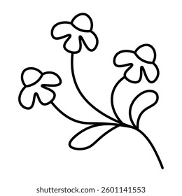 A generic flower with a simple hand-drawn outline. A minimalist and versatile spring-themed design.