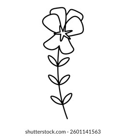 A generic flower with a simple hand-drawn outline. A minimalist and versatile spring-themed design.