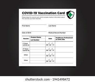 A Generic Form For Vaccination Record Card To Show That A Person Has Been Vaccinated With Covid-19 Vaccine.