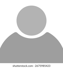 Generic human silhouette icon with gray head and shoulders on white background person avatar