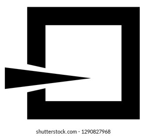 Generic icon with square penetrated by a line, triangle