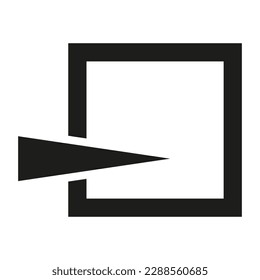Generic icon with square penetrated by a line, triangle. Vector illustration.