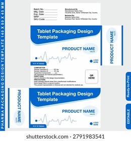 Generic Medicine Box Design, Pharma Box Design blue