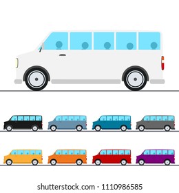 Generic Mini Bus Colorful Vector Set with Passengers