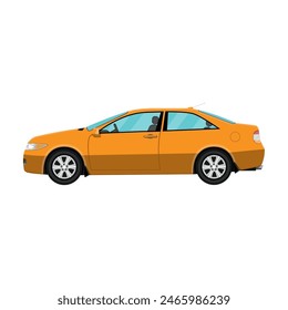 Generic orange coupe car isolated on white. Vector illustration in flat style