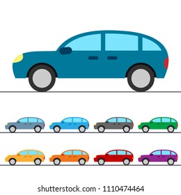 Generic Passenger Car Colorful Vector Set