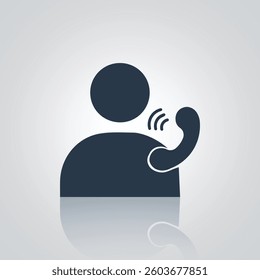 Generic person ringing call icon, with silver background