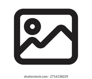 Generisches Platzhalterbild-Symbol mit Berg und Sonne für UI- und Webdesign - Vektorgrafik in hoher Qualität