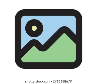 Generisches Platzhalterbild-Symbol mit stilisierter Landschaft und Sun für UI- und Webdesign - Vektorgrafik in hoher Qualität