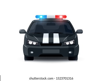 Generic police car on white. Vector illustration