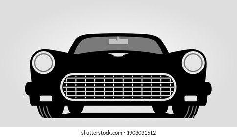 Generic retro car silhouette front view