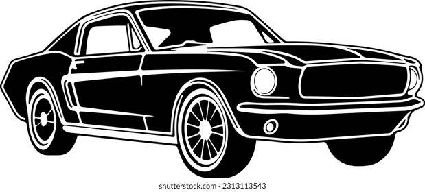Generic retro car silhouette front view