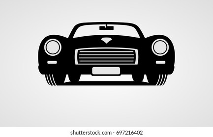 Generic retro car silhouette front view