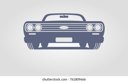 Generic retro car silhouette front view