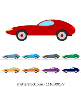 Generic Retro Sports Car Colorful Vector Set