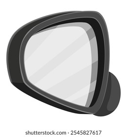 Generic side rearview car mirror reflecting nothing on a white background