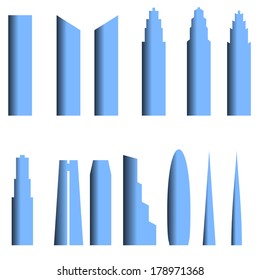 Generic skyscrapers silhouettes set