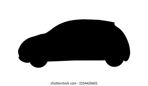 Generic small hatchback car silhouette. Black vehicle isolated silhouette vector.