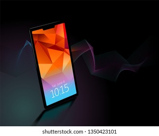 Generic smartphone on a black background with copyspace. Eps 10 vector